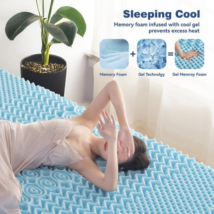 Single Memory Foam Mattress Topper 7-Zone Bamboo Cover Breathable.