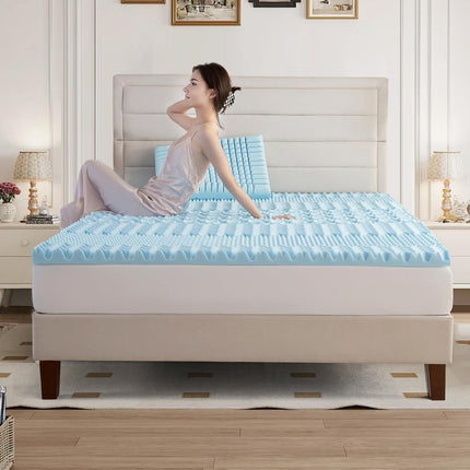 Single Memory Foam Mattress Topper 7-Zone Bamboo Cover Breathable.