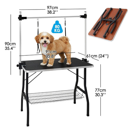 Adjustable Pet Grooming Table for Australian Cattle Dog, Foldable.