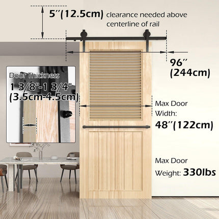 Sliding Barn Door Kit Heavy Duty Rust Resistant Single 2.44M.