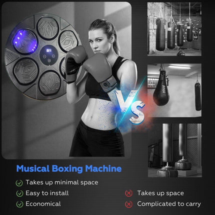 Bluetooth Smart Punching Bag Wall Pad 9 Speeds w/ Gloves.