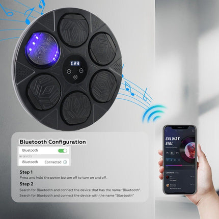 Bluetooth Smart Punching Bag Wall Pad 9 Speeds w/ Gloves.