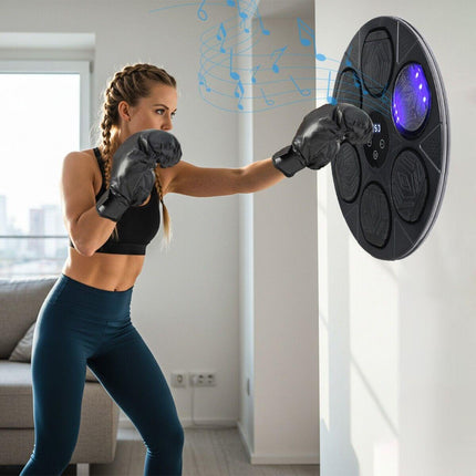 Bluetooth Smart Punching Bag Wall Pad 9 Speeds w/ Gloves.