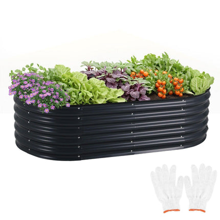 Oval Raised Garden Bed 160x80x42cm Galvanised Steel Planter.