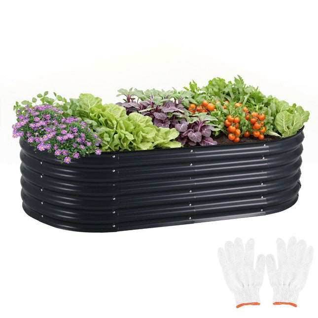 Oval Raised Garden Bed 160x80x42cm Galvanised Steel Planter.