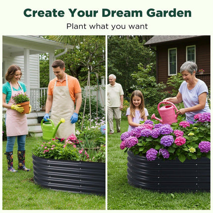 Oval Raised Garden Bed 160x80x42cm Galvanised Steel Planter.