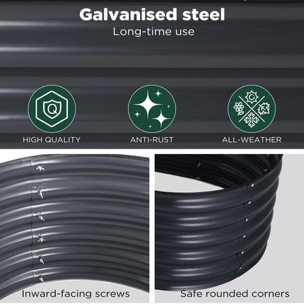 Oval Raised Garden Bed 160x80x42cm Galvanised Steel Planter.