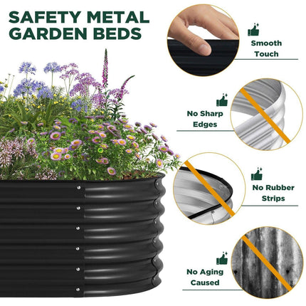 Oval Raised Garden Bed 160x80x42cm Galvanised Steel Planter.