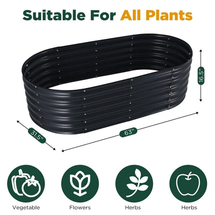 Oval Raised Garden Bed 160x80x42cm Galvanised Steel Planter.