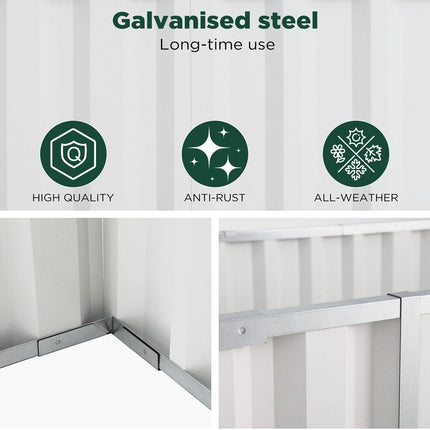 Galvanised Steel Raised Garden Rectangle Bed 160x80x42cm No-Screw Oval.