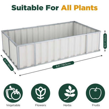 Galvanised Steel Raised Garden Rectangle Bed 160x80x42cm No-Screw Oval.