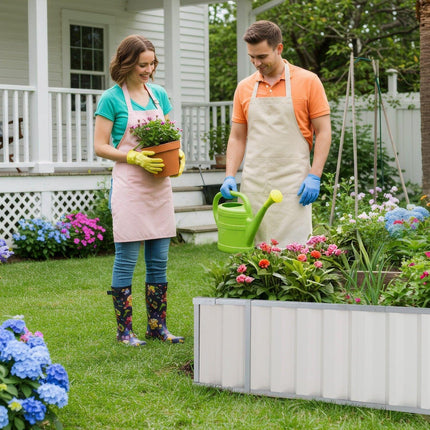 Galvanised Steel Raised Garden Rectangle Bed 160x80x42cm No-Screw Oval.