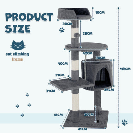 Cat Tower Tree Scratching Post Dark Grey Condo 112cm.