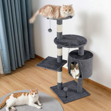 Cat Tower Tree Scratching Post Dark Grey Condo 112cm.