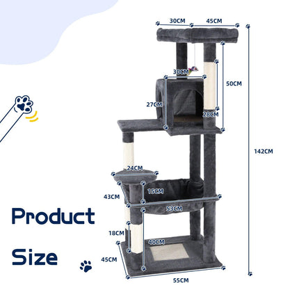 Cat Tower Tree Condo Scratching Post Dark Grey 142cm.