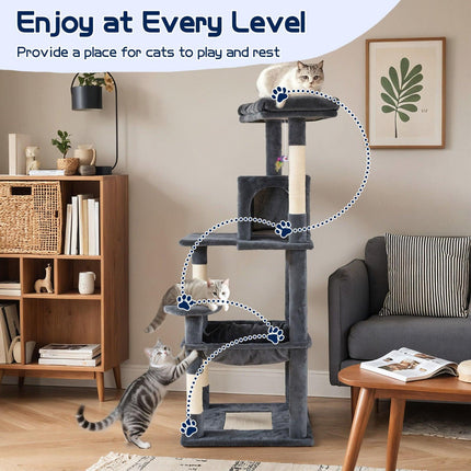Cat Tower Tree Condo Scratching Post Dark Grey 142cm.
