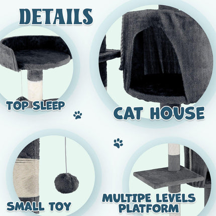 Cat Tower Tree Condo Scratching Post Dark Grey 142cm.
