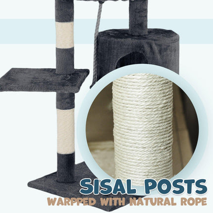 Cat Tower Tree Condo Scratching Post Dark Grey 142cm.