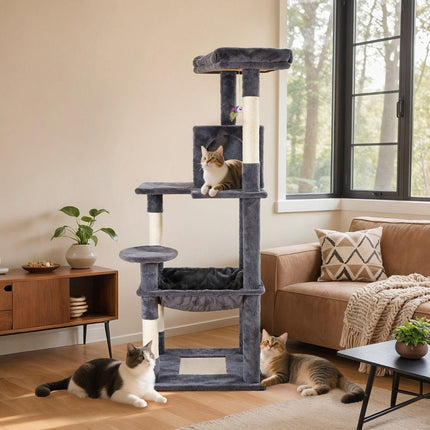 Cat Tower Tree Condo Scratching Post Dark Grey 142cm.