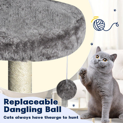Large Grey Cat Tree Tower Condo with Scratching Post Bed.