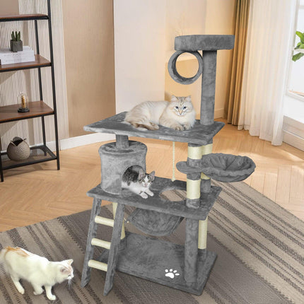 Grey Cat Tree Tower Condo Scratching Post Bed Stand 1.4M.