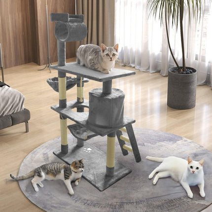 Grey Cat Tree Tower Condo Scratching Post Bed Stand 1.4M.