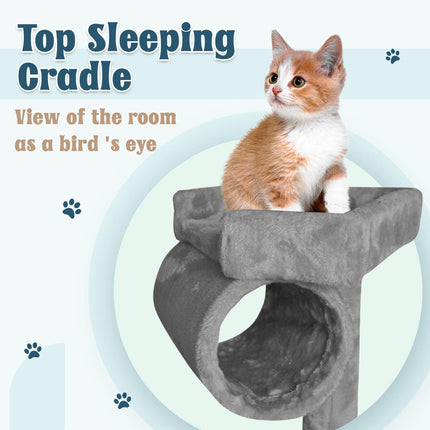 Grey Cat Tree Tower Condo Scratching Post Bed Stand 1.4M.