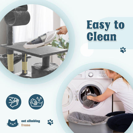 Grey Cat Tree Tower Condo Scratching Post Bed Stand 1.4M.