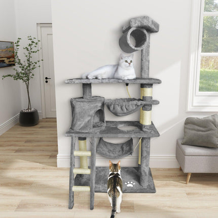 Grey Cat Tree Tower Condo Scratching Post Bed Stand 1.4M.