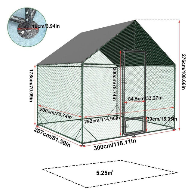 Large Chicken Coop Hen House 276x207x300cm Cage Enclosure.