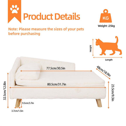 Medium 80x50x39cm Raised Dog Cat Bed Sofa Waterproof Portable.