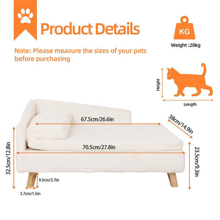 Luxury Pet Sofa Bed 70cm Rectangular Soft Cushion Anti-skid.