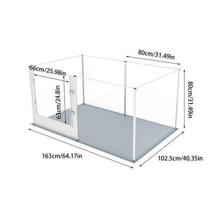 Large Acrylic Dog Playpen 163x102.5x80CM, 6 Panels.