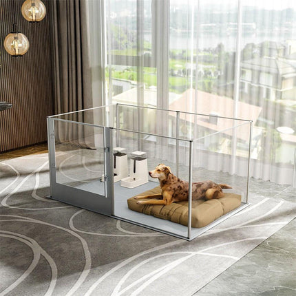 Large Acrylic Dog Playpen 132x132x80.5cm, 8 Panels Cage.