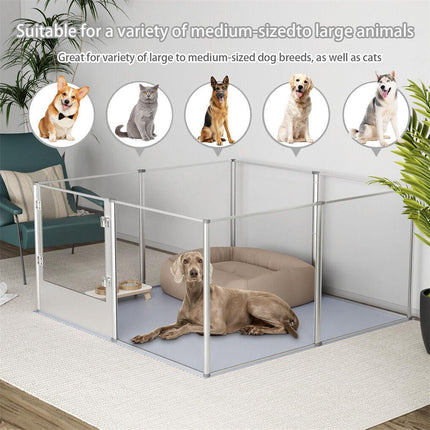 Large Acrylic Dog Playpen 132x132x80.5cm, 8 Panels Cage.