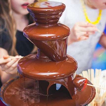 3-Tier Electric Chocolate Fondue Fountain Stainless Steel 0.9L.