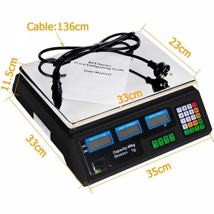 40KG Digital Kitchen Scale Metal Electronic Postal Platform.