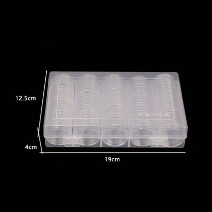 100PCS Clear Plastic Coin Holder Storage Box 20-30mm.
