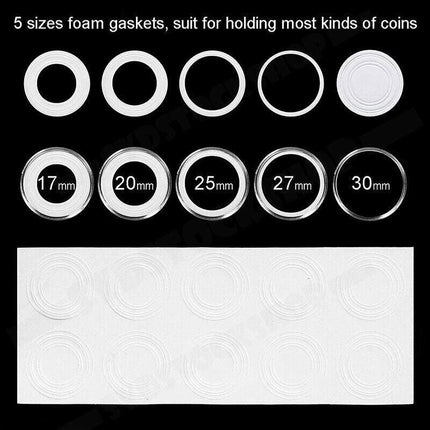 100PCS Clear Plastic Coin Holder Storage Box 20-30mm.