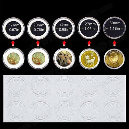 100PCS Clear Plastic Coin Holder Storage Box 20-30mm.