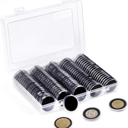 100pcs 46mm Clear Plastic Coin Holder Capsules Storage Box.