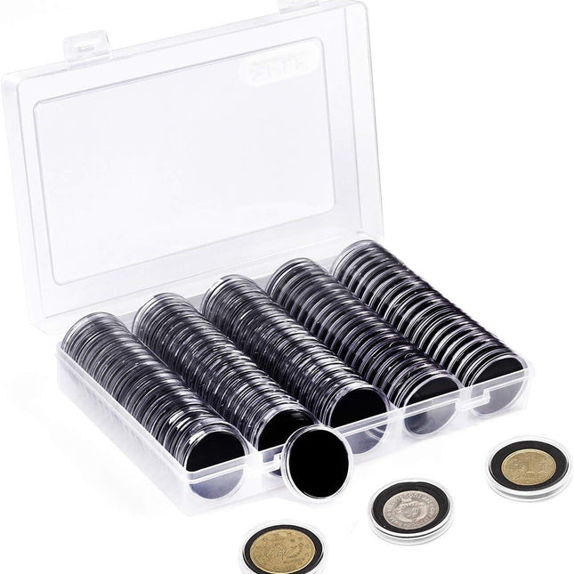 100pcs 46mm Clear Plastic Coin Holder Capsules Storage Box.