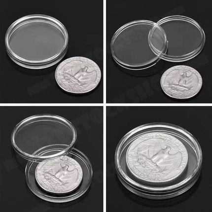 100pcs 46mm Clear Plastic Coin Holder Capsules Storage Box.