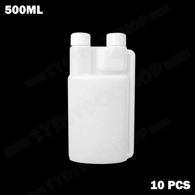 10-Pack 500ml Plastic Twin Chamber Bottles with Tamper Evident Caps.