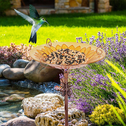 Solar Bird Bath Feeder Fountain Deck Post Mount.