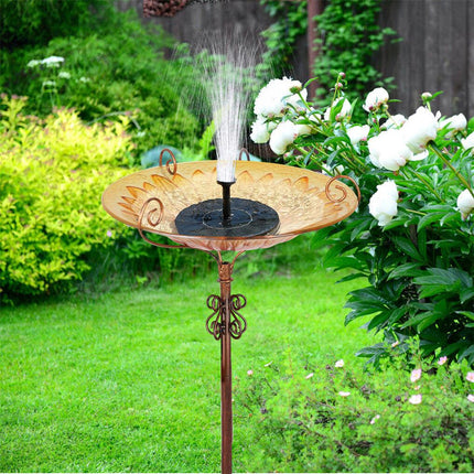 Solar Bird Bath Feeder Fountain Deck Post Mount.
