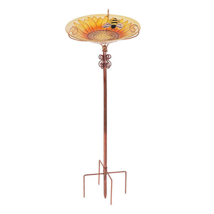 Solar Bird Bath Feeder Fountain Deck Post Mount.