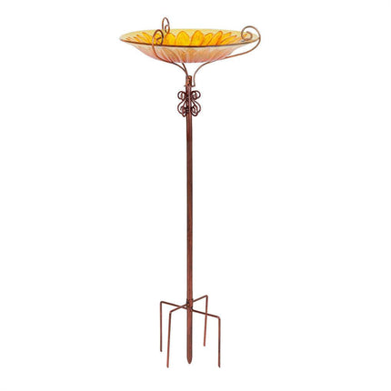 Solar Bird Bath Feeder Fountain Deck Post Mount.