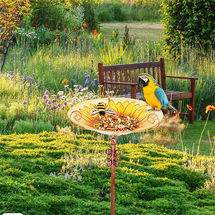 Solar Bird Bath Feeder Fountain Deck Post Mount.
