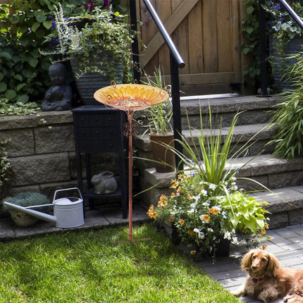 Solar Bird Bath Feeder Fountain Deck Post Mount.